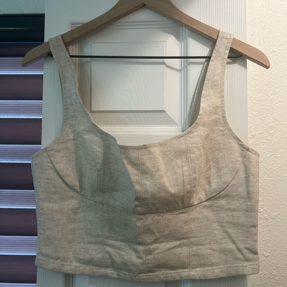 ☀️BANANA REPUBLIC😎EUC Linen blend bustier top natural 4